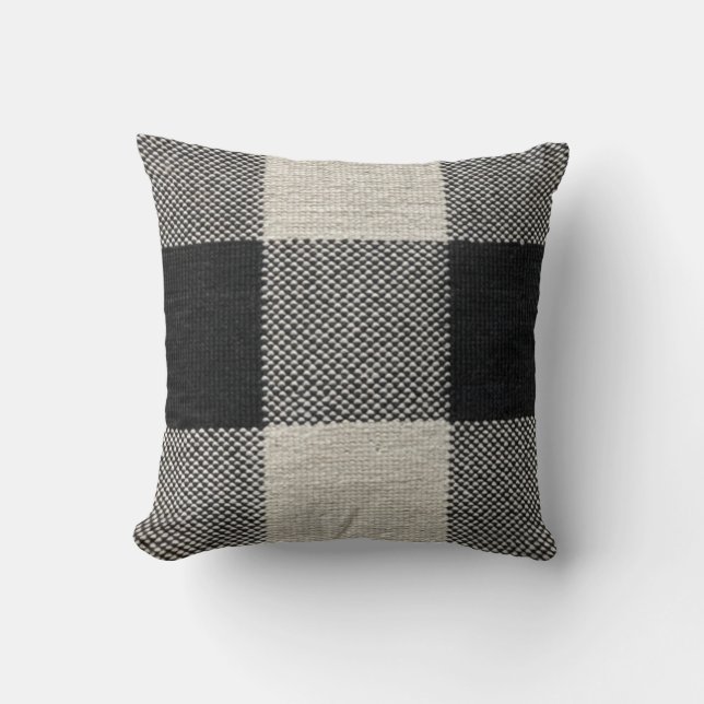 Black and White Checked Print Throw Pillow (Front)
