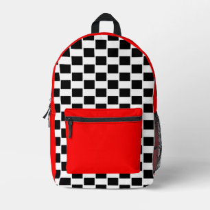 Black and White Checked Red 4Ann Print Cut Sew Bag