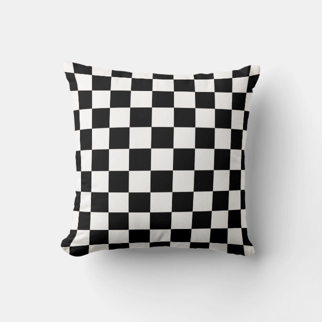 Black and White Checker Cushion Pillow (Front)