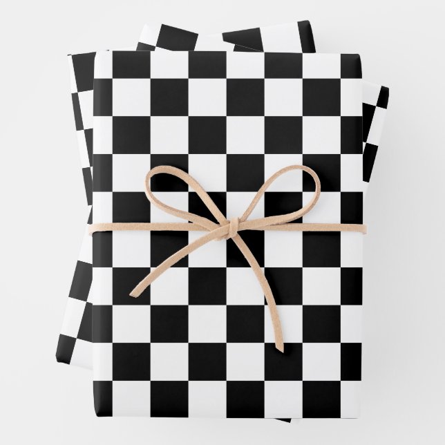 Black and White Checker Gift Wrap HAMbyWG (In situ)