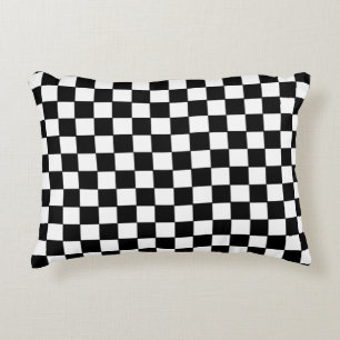 Black and White Checkerboard Pattern Accent Pillow