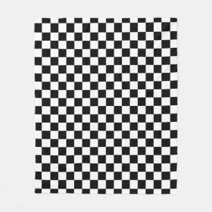 Black and white checkerboard pattern  fleece blanket