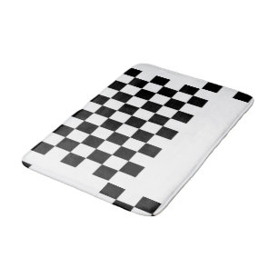 Black and white checkered bath mat