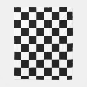 Black and White Checkered Square Pattern  Fleece Blanket