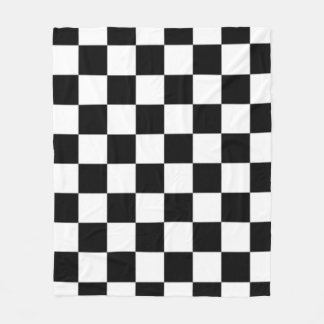 Black and White Checkered Square Pattern  Fleece Blanket