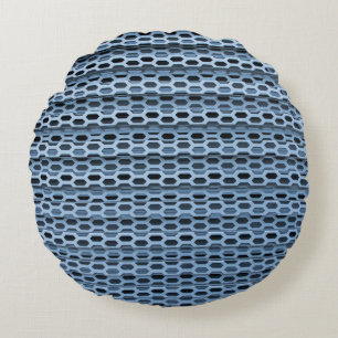 Black and white checkered textile round pillow