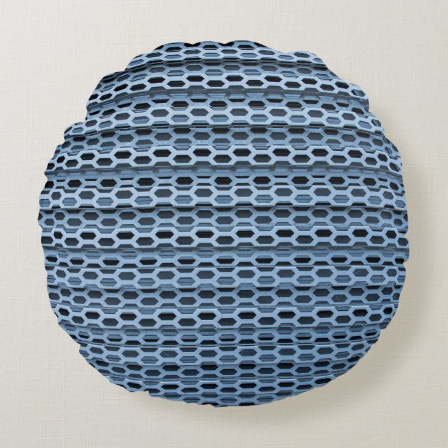 Black and white checkered textile round pillow (Front)