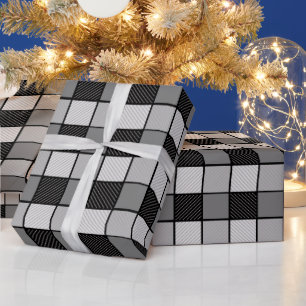 Black and white checks wrapping paper