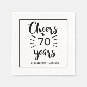 Black and White Cheers to 70 Years Napkin