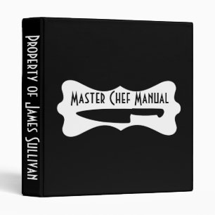 Black and White Chef's "Manual" DIY Cook Book Binder