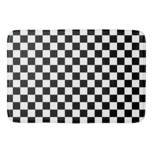 Black and White Chequerboard Bath Mat