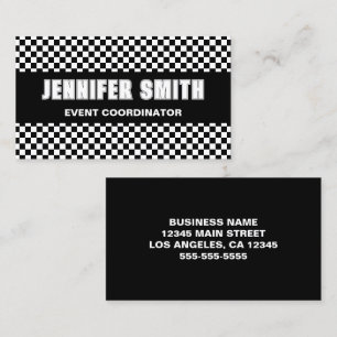 Black and White Chequerboard Bold Minimalist Business Card