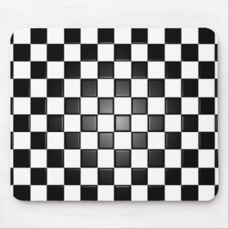 Black And White Chequerboard Check Mousepad