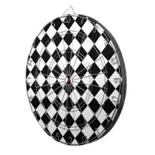 Black And White Chequerboard Chequered Flag Design Dartboard