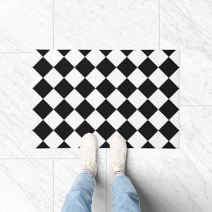 Black And White Chequerboard Chequered Flag Design Doormat