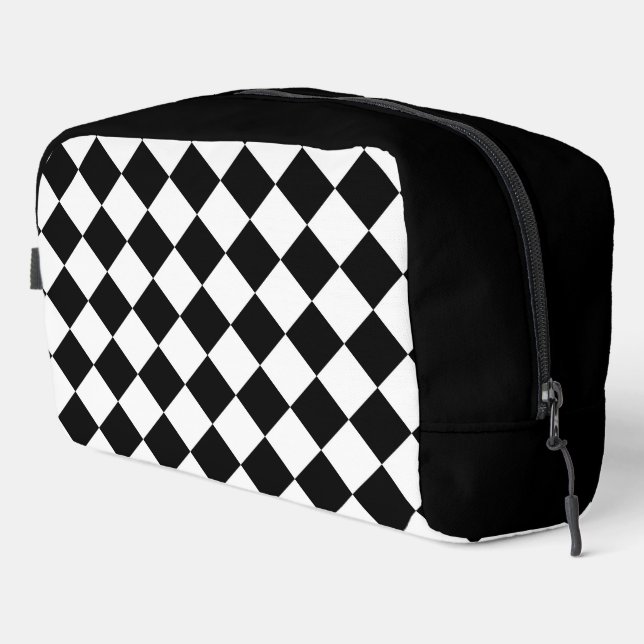 Black And White Chequerboard Chequered Flag Design Dopp Kit (Right Corner)