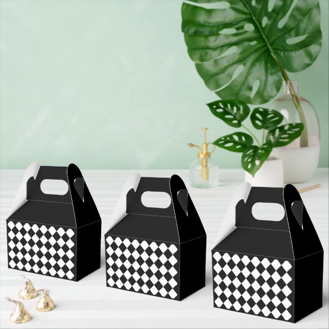 Black And White Chequerboard Chequered Flag Design Favor Box (Multiple)