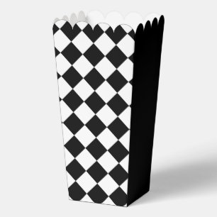 Black And White Chequerboard Chequered Flag Design Favor Box