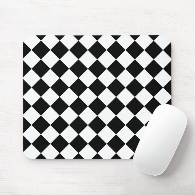 Black And White Chequerboard Chequered Flag Design Mouse Pad (With Mouse)