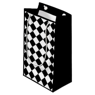 Black And White Chequerboard Chequered Flag Design Small Gift Bag