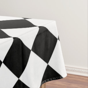 Black And White Chequerboard Chequered Flag Design Tablecloth