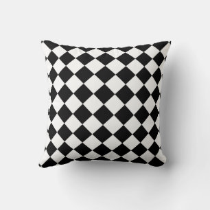 Black And White Chequerboard Chequered Flag Design Throw Pillow