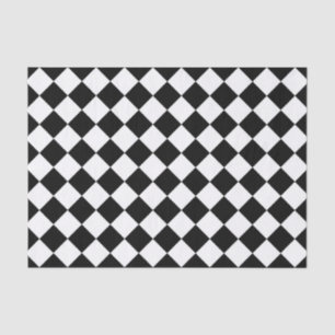 Black And White Chequerboard Chequered Flag Design Tissue Paper