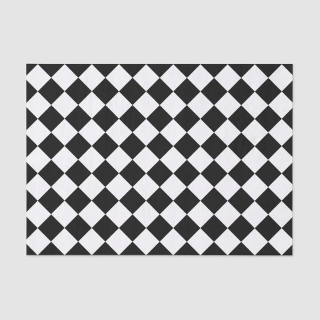 Black And White Chequerboard Chequered Flag Design Tissue Paper (Front)