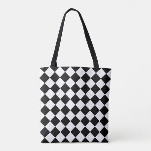 Black And White Chequerboard Chequered Flag Design Tote Bag