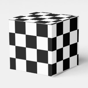 Black and White Chequerboard Chequered Flag Favor Box