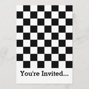 Black and White Chequerboard Chequered Flag Invitation