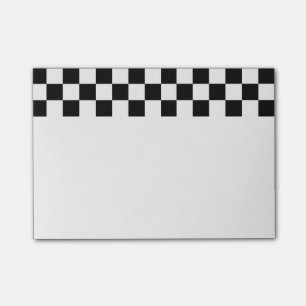 Black and White Chequerboard Chequered Flag Post-it Notes