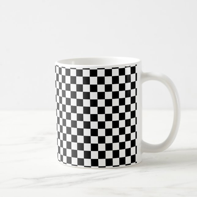 Black and White Chequerboard Coffee Mug (Right)