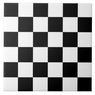 Black and White Chequerboard   Custom Ceramic Tile