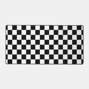 Black and White Chequerboard Desk Mat