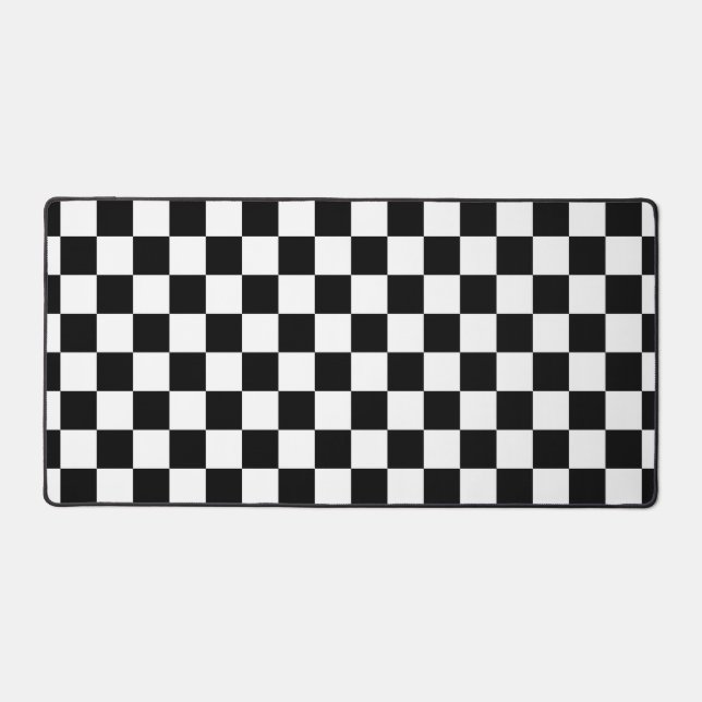 Black and White Chequerboard Desk Mat (Front)