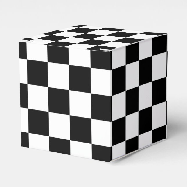 Black and White Chequerboard Favor Box (Front Side)