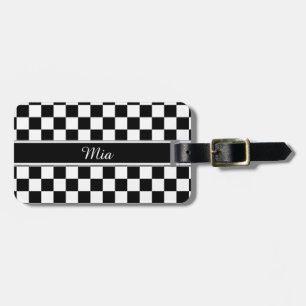 Black and White Chequerboard ID148 Luggage Tag