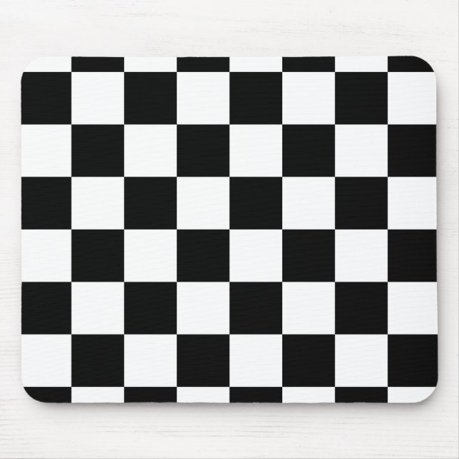 Black and White Chequerboard Mouse Pad (Front)
