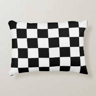Black and White Chequerboard Pattern Accent Pillow