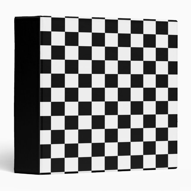 Black and White Chequerboard Pattern Binder (Front/Spine)