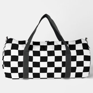 Black and White Chequerboard Pattern Duffle Bag
