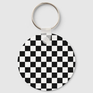 Black and White Chequerboard Pattern Keychain