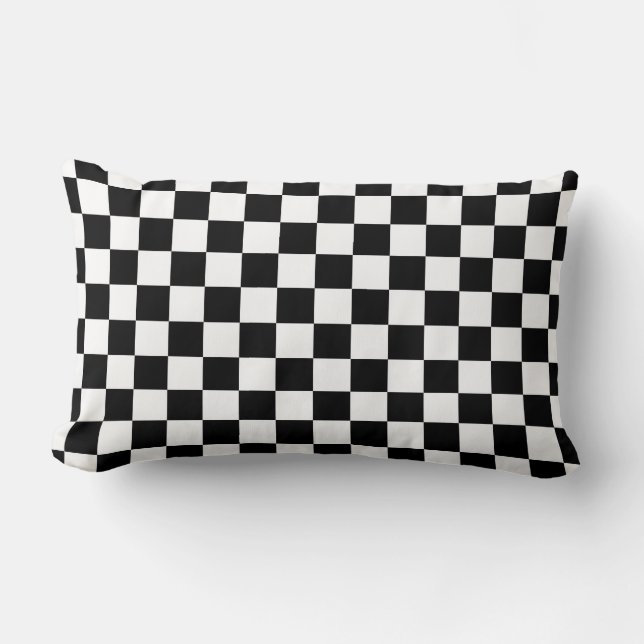 Black and white chequerboard pattern  lumbar pillow (Front)