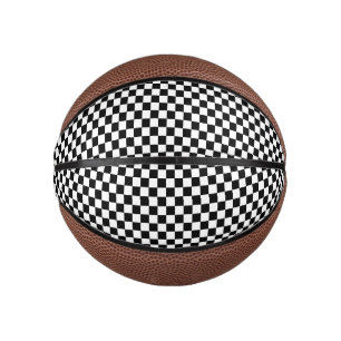 Black and White Chequerboard Pattern Mini Basketball