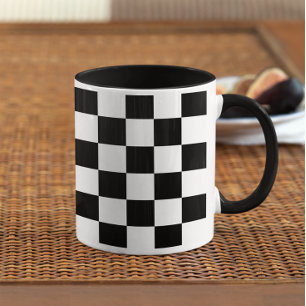 Black and White Chequerboard Pattern Mug
