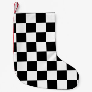 Black and White Chequerboard Pattern Small Christmas Stocking