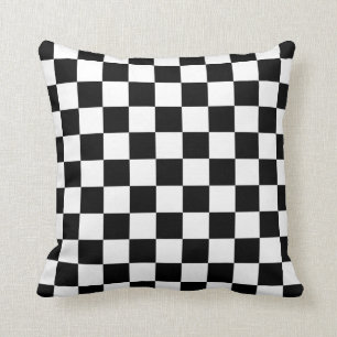 Black and White Chequerboard Pattern Throw Pillow