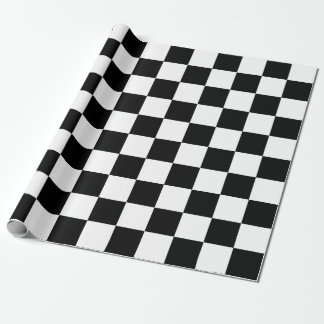 Black and White Chequerboard Pattern Wrapping Paper