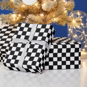 Black and White Chequerboard Pattern Wrapping Paper
